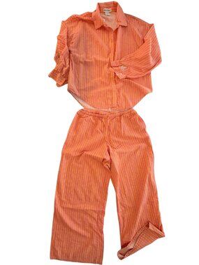 Dippin Daisys Pink Orange Striped Cotton Shirt & Pants Set Size M